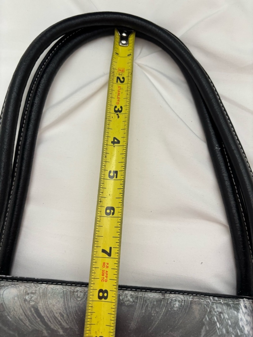 Unbranded Black & White (w/subtle color) Fountain Print Shoulder Bag, EUC - Picture 5 of 8